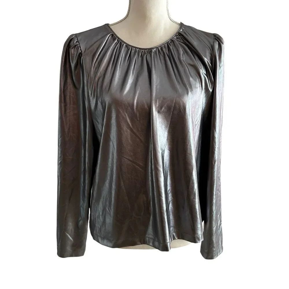 Derek Lam 10 Crosby Silver Pleated Top Size 46 US 10